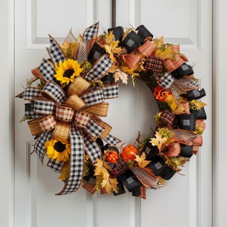 Fall/Autumn Season Ribbon Wreath